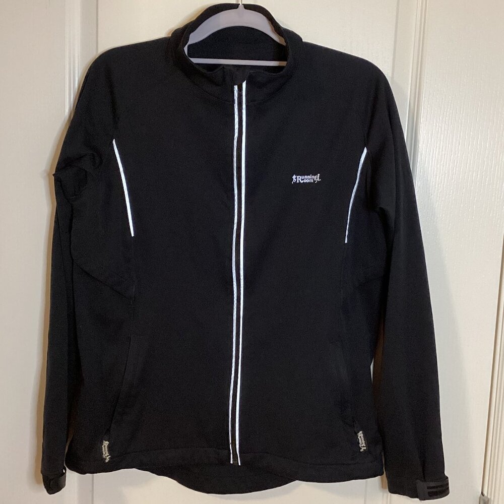 Running Room Women's Black Jacket Reflectors Air Vests Size M Jogging Activewear